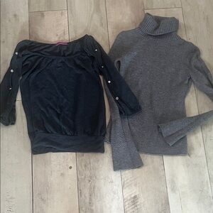 Next Era Gray Knit Sweater and Gray Dressy Jeweled Knit Top